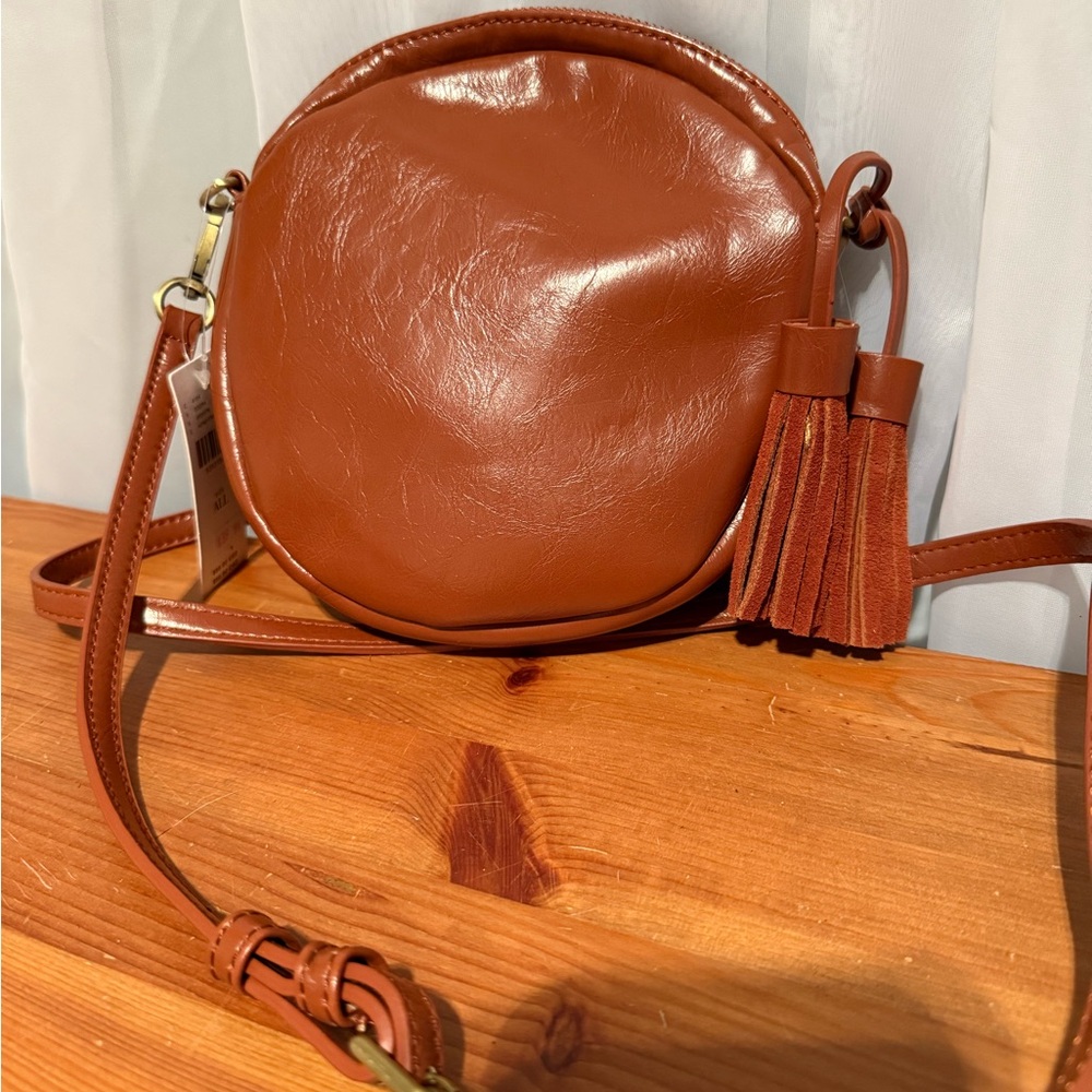 Anthropologie Tan Leather Crossbody Bag